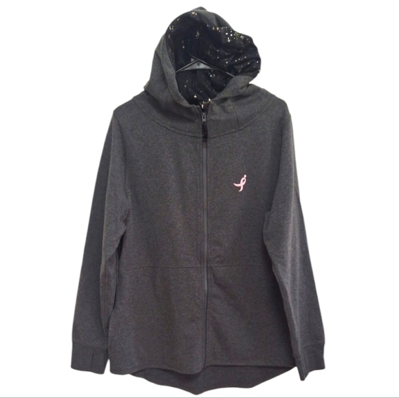Susan G. Komen By Earth Yoga Gray Hooded Women's Sweater Full Zip Size XXL - Picture 1 of 8